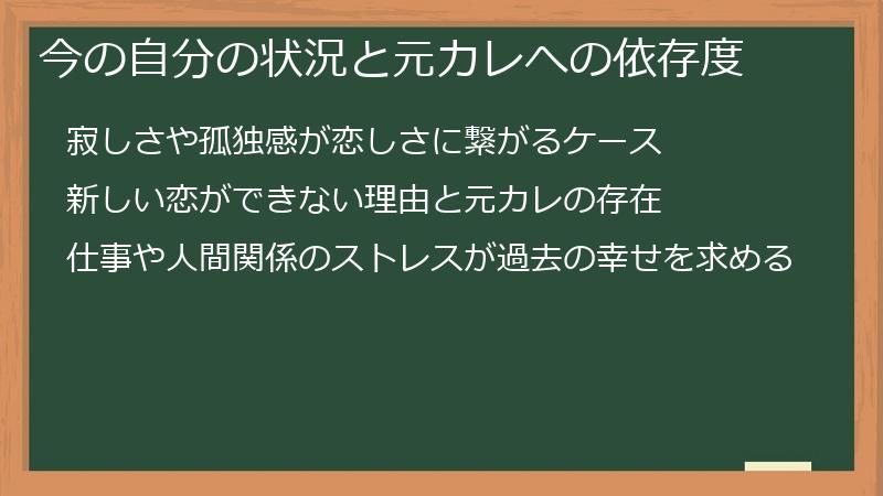 今の自分の状況と元カレへの依存度