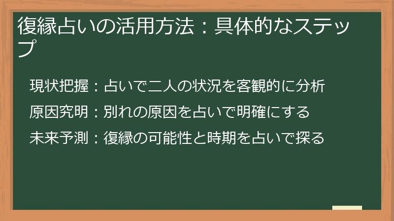 復縁占いの活用方法：具体的なステップ