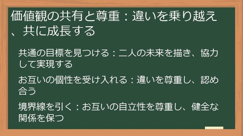価値観の共有と尊重：違いを乗り越え、共に成長する