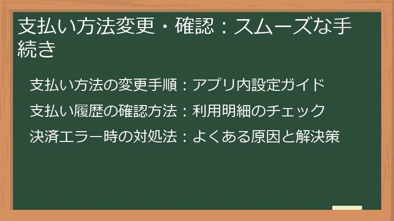 支払い方法変更・確認：スムーズな手続き