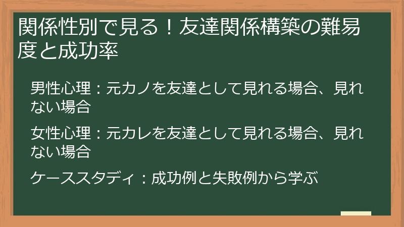 関係性別で見る！友達関係構築の難易度と成功率