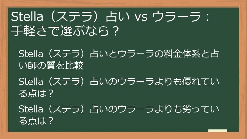 Stella（ステラ）占い vs ウラーラ：手軽さで選ぶなら？