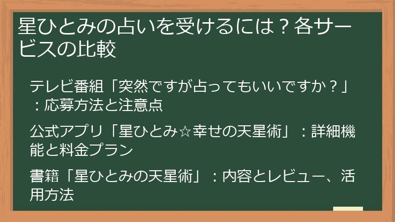 星ひとみの占いを受けるには？各サービスの比較
