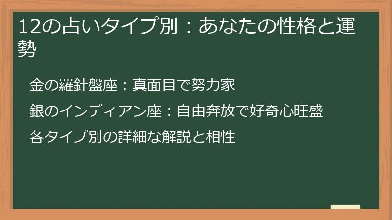 12の占いタイプ別：あなたの性格と運勢