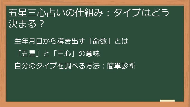 五星三心占いの仕組み：タイプはどう決まる？