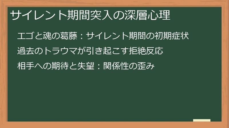 サイレント期間突入の深層心理