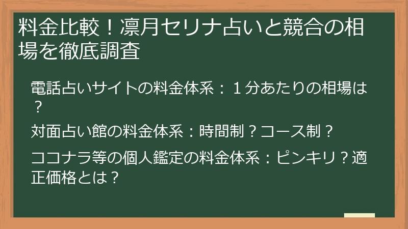 料金比較！凛月セリナ占いと競合の相場を徹底調査