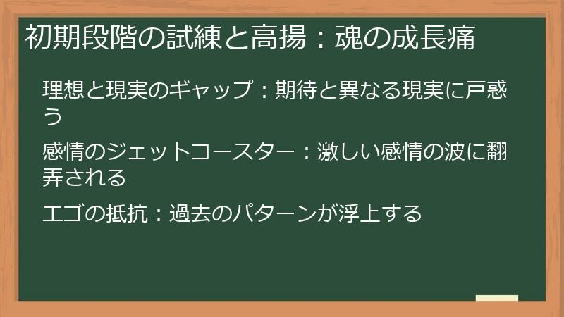 初期段階の試練と高揚：魂の成長痛