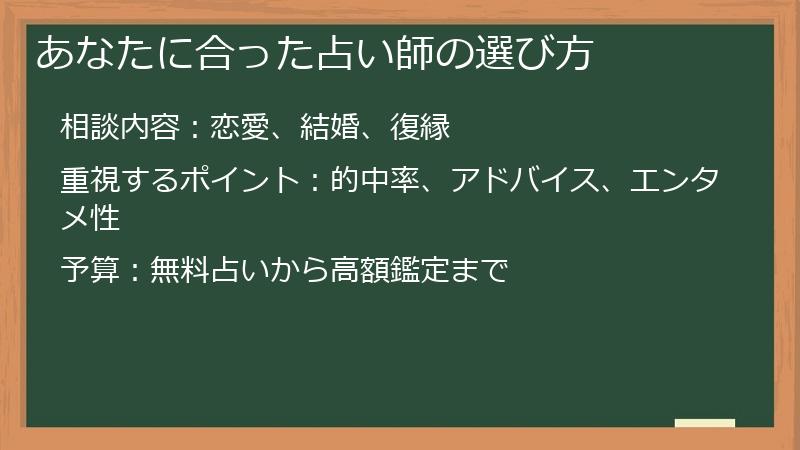 あなたに合った占い師の選び方
