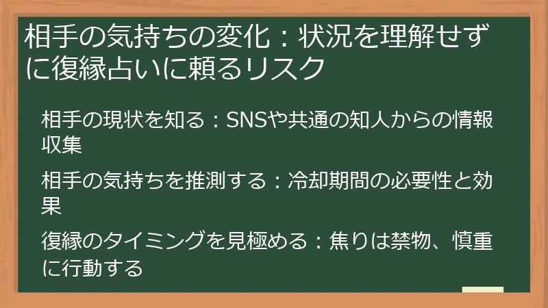 相手の気持ちの変化：状況を理解せずに復縁占いに頼るリスク