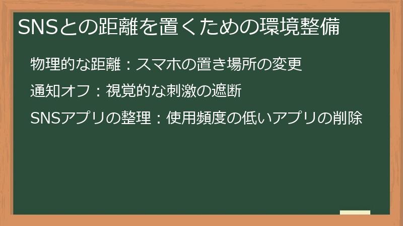 SNSとの距離を置くための環境整備