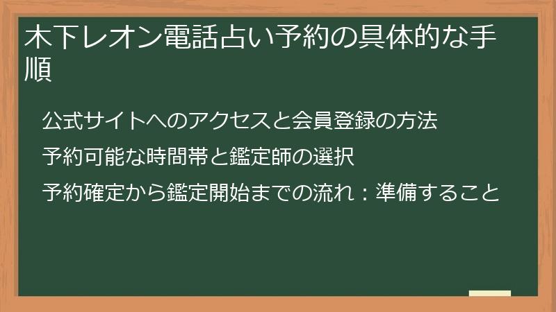 木下レオン電話占い予約の具体的な手順