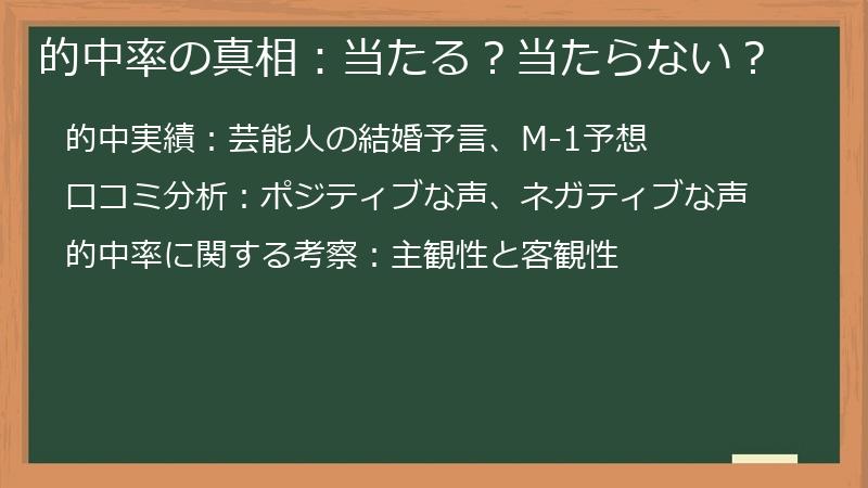 的中率の真相：当たる？当たらない？