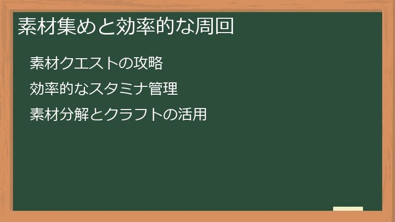 素材集めと効率的な周回
