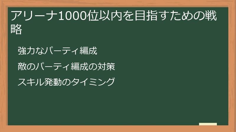 アリーナ1000位以内を目指すための戦略