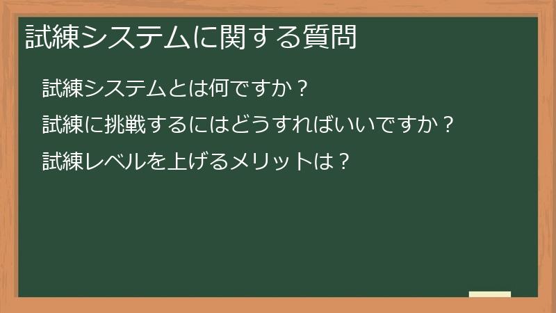 試練システムに関する質問