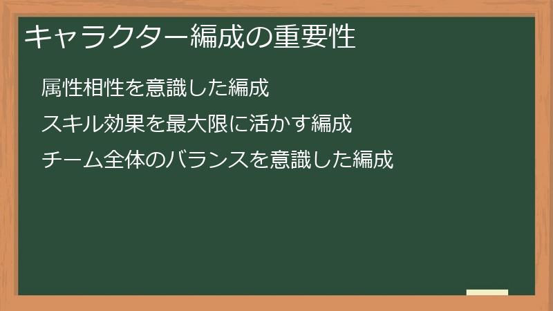 キャラクター編成の重要性