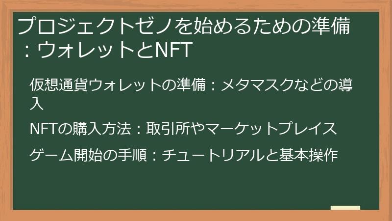 プロジェクトゼノを始めるための準備：ウォレットとNFT
