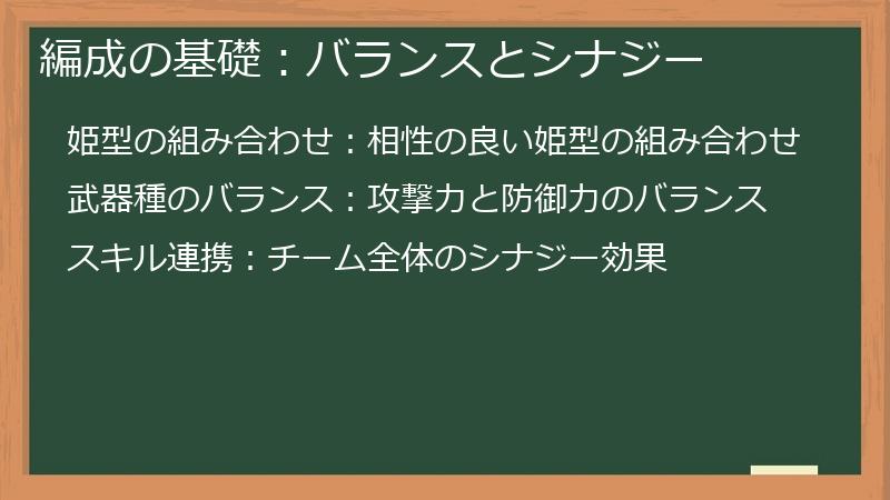 編成の基礎：バランスとシナジー