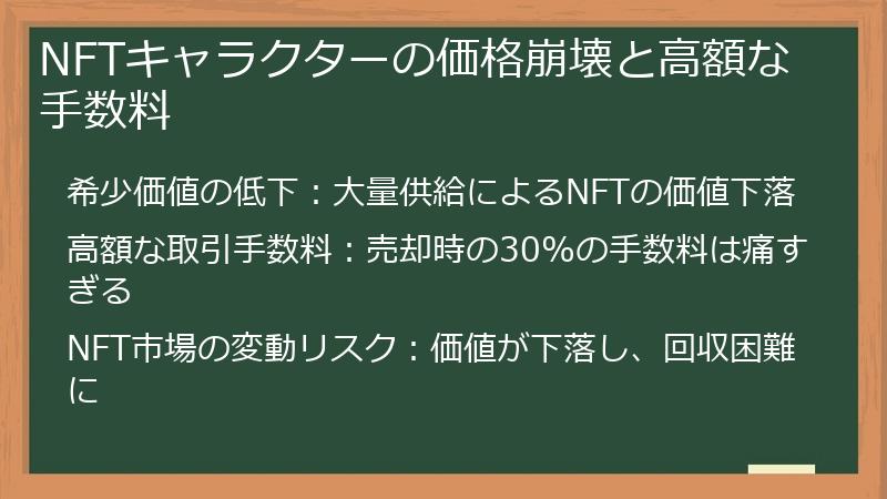 NFTキャラクターの価格崩壊と高額な手数料