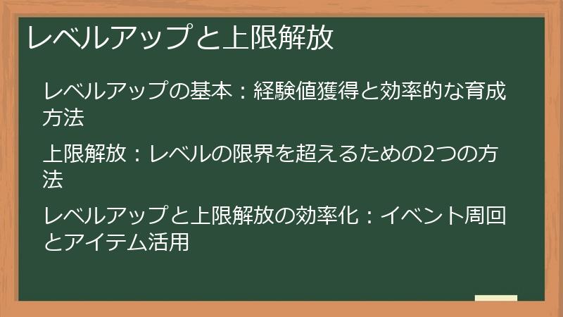 レベルアップと上限解放
