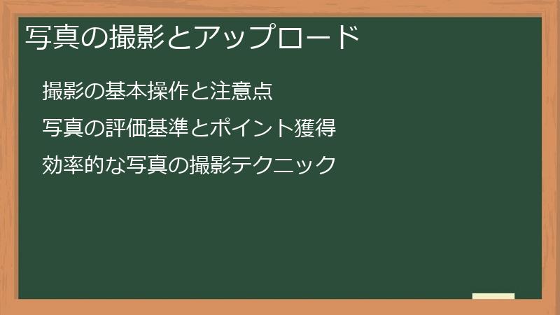 写真の撮影とアップロード