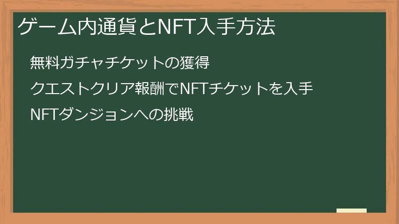 ゲーム内通貨とNFT入手方法