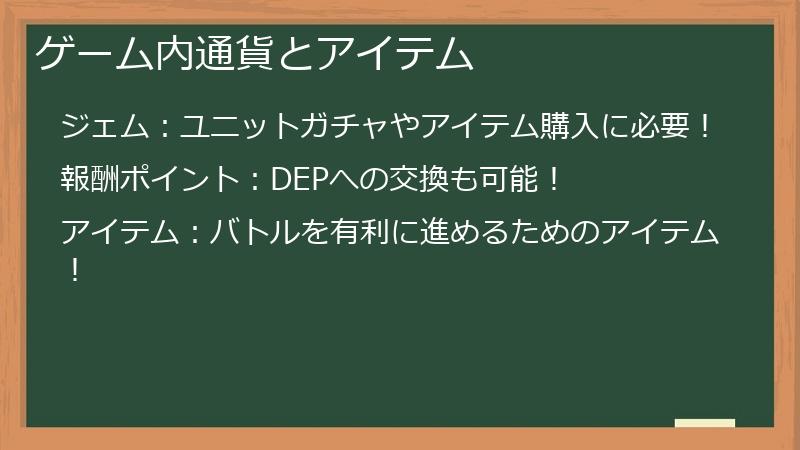 ゲーム内通貨とアイテム