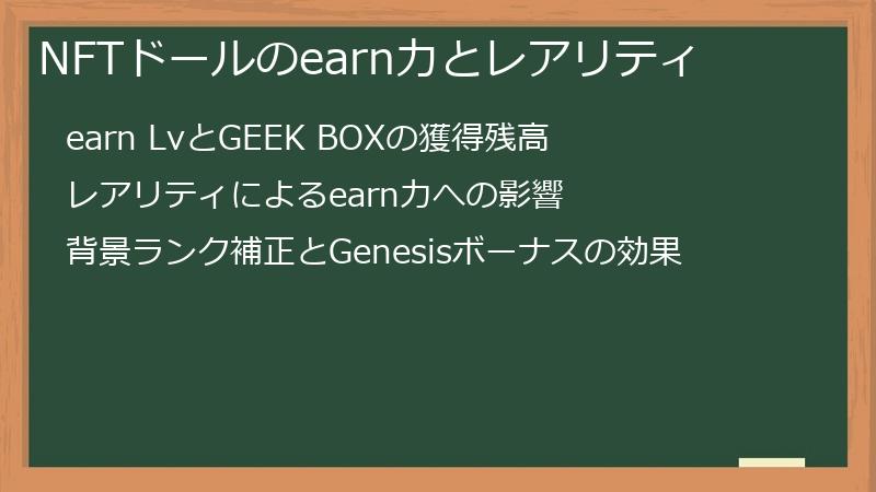 NFTドールのearn力とレアリティ