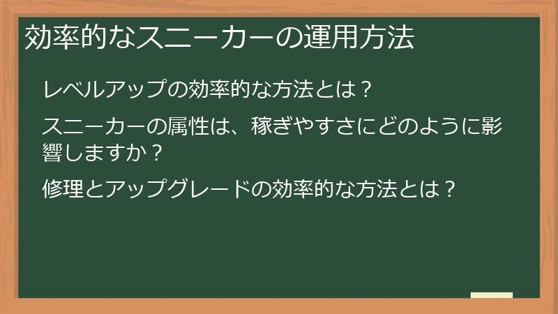 効率的なスニーカーの運用方法