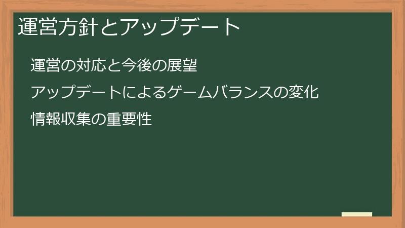 運営方針とアップデート