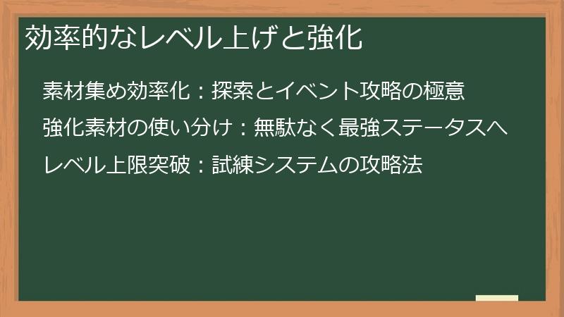 効率的なレベル上げと強化