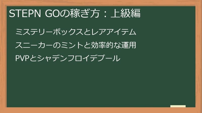 STEPN GOの稼ぎ方：上級編