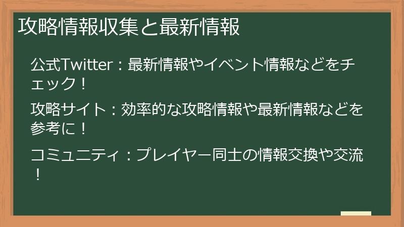 攻略情報収集と最新情報