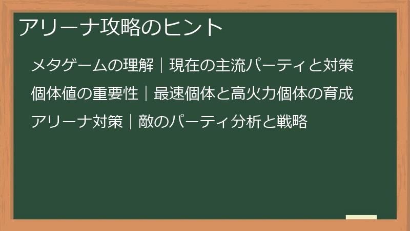 アリーナ攻略のヒント
