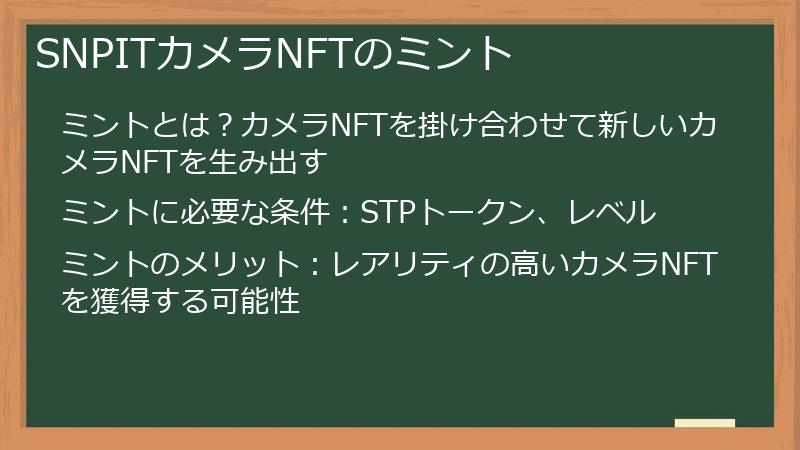 SNPITカメラNFTのミント