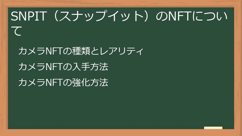 SNPIT（スナップイット）のNFTについて