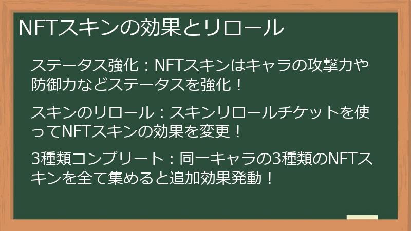 NFTスキンの効果とリロール
