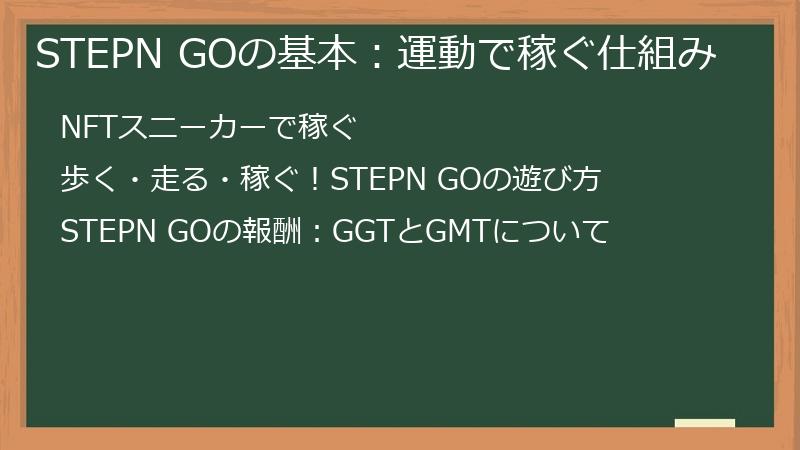 STEPN GOの基本：運動で稼ぐ仕組み