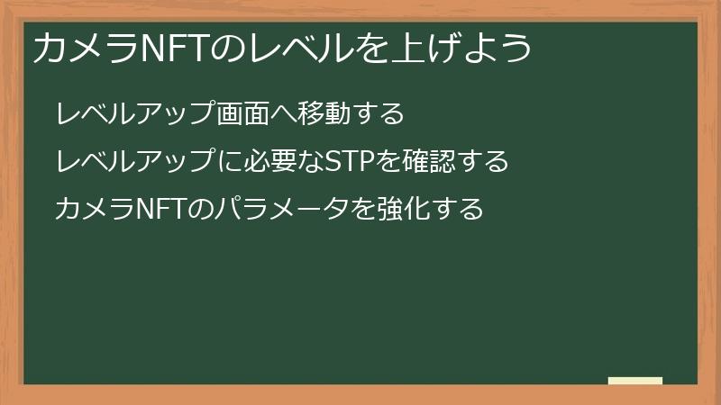 カメラNFTのレベルを上げよう