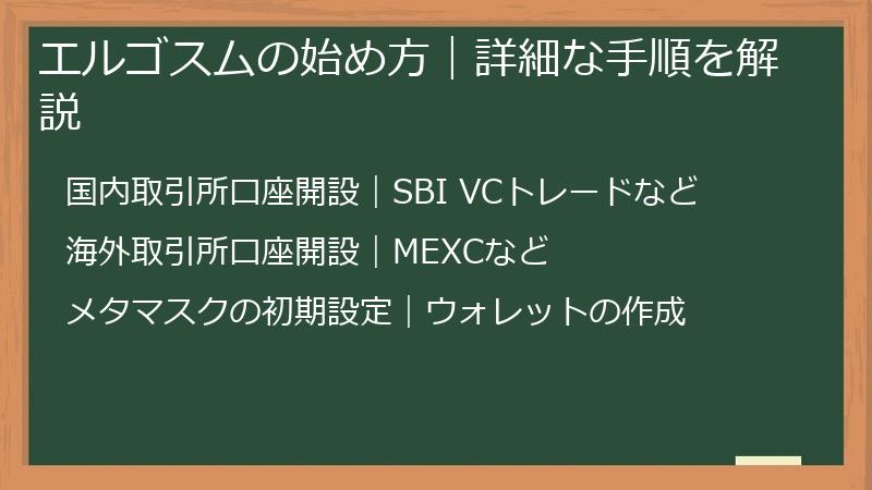 エルゴスムの始め方｜詳細な手順を解説