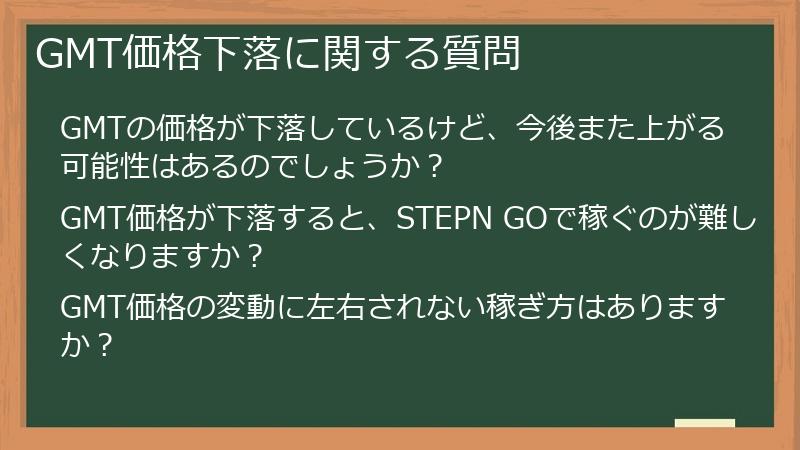GMT価格下落に関する質問