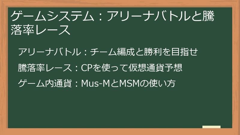 ゲームシステム：アリーナバトルと騰落率レース