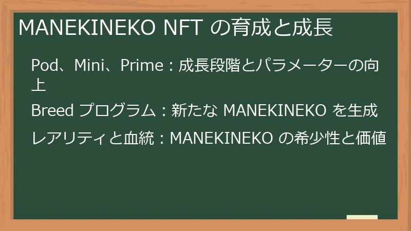 MANEKINEKO NFT の育成と成長