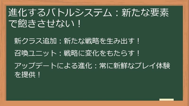 進化するバトルシステム：新たな要素で飽きさせない！