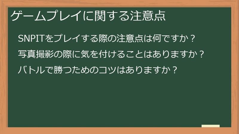 ゲームプレイに関する注意点