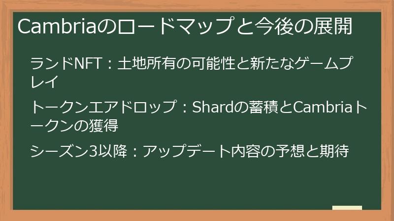 Cambriaのロードマップと今後の展開