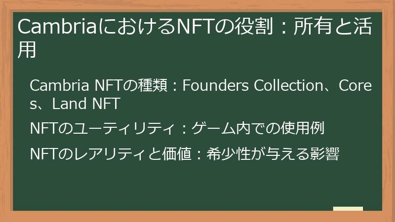 CambriaにおけるNFTの役割：所有と活用