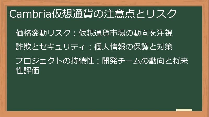 Cambria仮想通貨の注意点とリスク