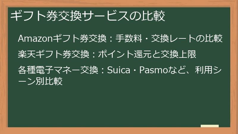 ギフト券交換サービスの比較